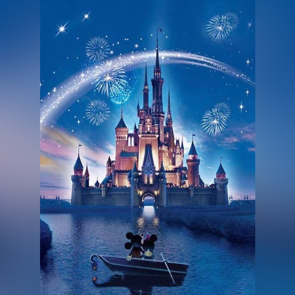 Diamond Art 5D DIY Craft Kit Disney Castle - Beaded Painting on 25x35cm Canvas